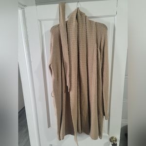 Tan woman's cardigan